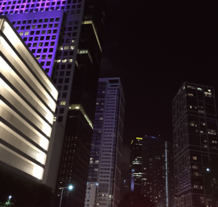 Downtown Miami at Night With Numerous Commercial Properties
