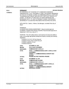 Page 58 of the January 28, 2016 Miami City Commission Planning & Zoning Meeting Agenda Includes the Controversial Proposed Miami 21 Zoning Changes