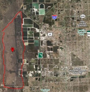 Approximate Outline of South Florida Wetlands Everglades Properties Targeted for Efforts to Match with a Buyer