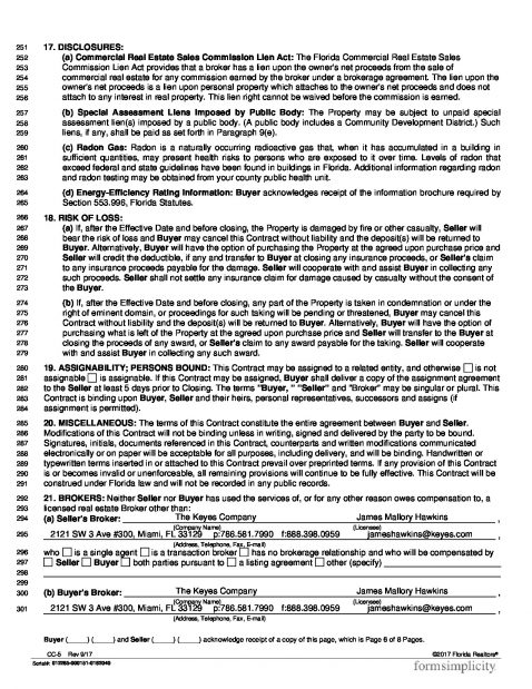 The Florida Commercial Property Purchase & Sale Contract CC-5 | Page 6