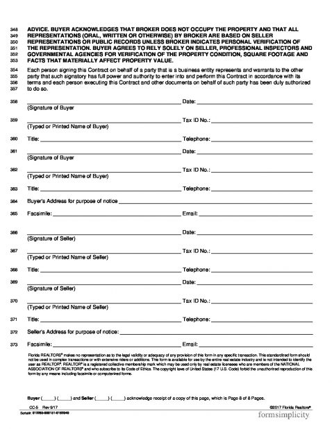 The Florida Commercial Property Purchase & Sale Contract CC-5 | Page 8