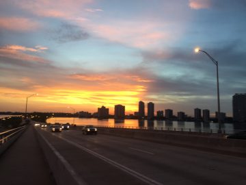View of downtown Miami from Key Biscayne Bridge