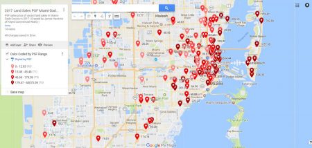 Viewing the color coded by PSF land sales chart directly in Google Maps allows for more useful views, better zooming, and viewing of related legends