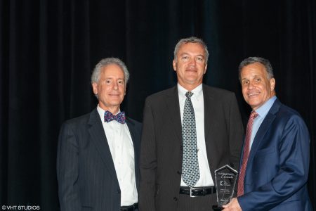 Timonty Pappas, and Michael Pappas, CFO and CEO of The, Keyes Company, Respectively, Present Chairman's Circle Award to Commercial Broker Associate James Hawkins